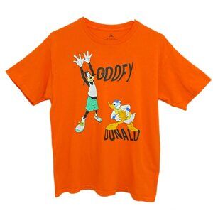 Disney Goofy and Donald Duck Basketball Graphic T-Shirt Orange XL